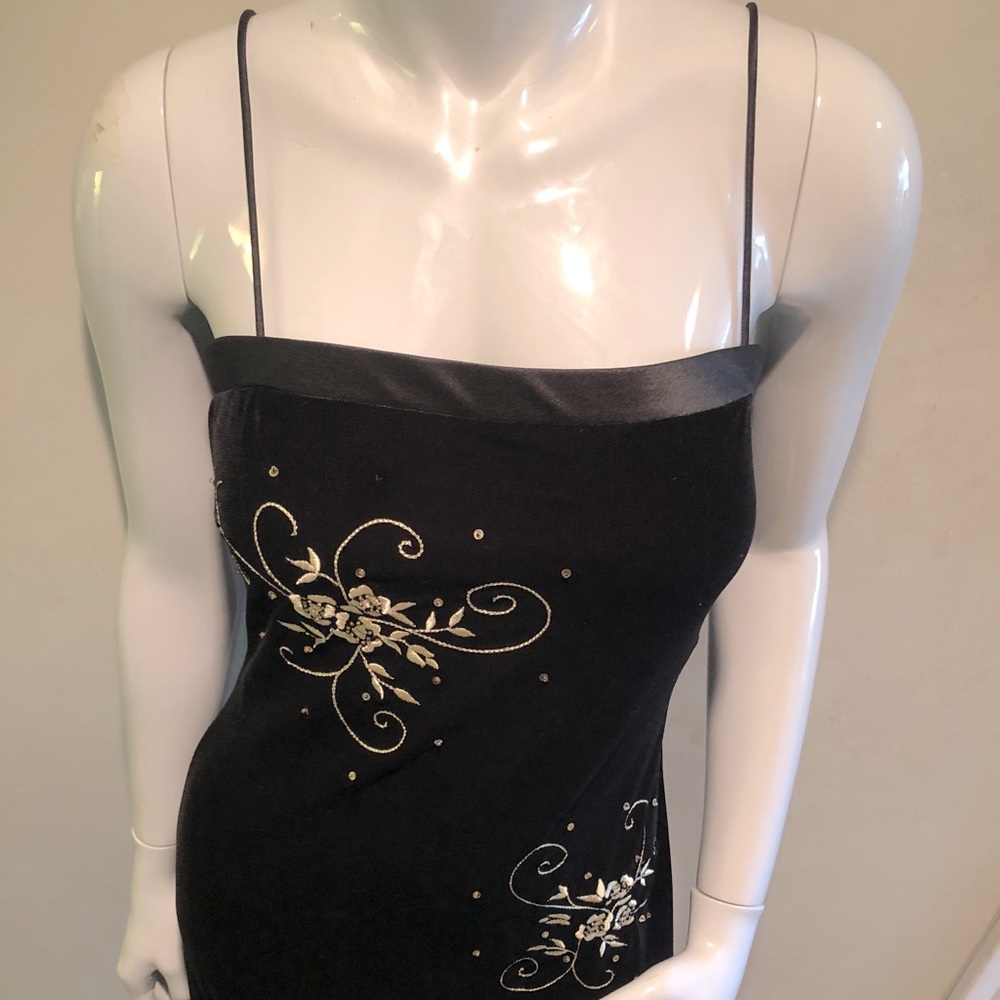 Vintage velveteen embroidered gown